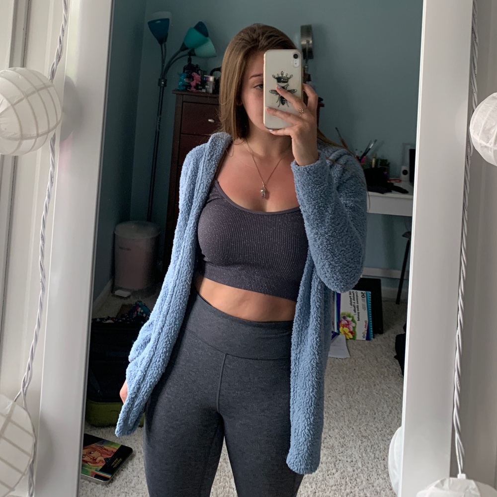 Light Blue Fuzzy Teddy Pullover with Hood